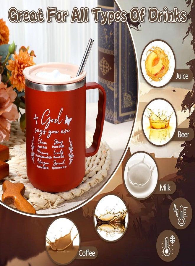 Nitial 6 Pcs 17 oz Christian Coffee Mugs with Lid and Straw Religious Bible Verse Christian Gifts Insulated Inspirational Bible Affirmations Tumbler for Friend Men Women Favor (Multicolor) - Image 5